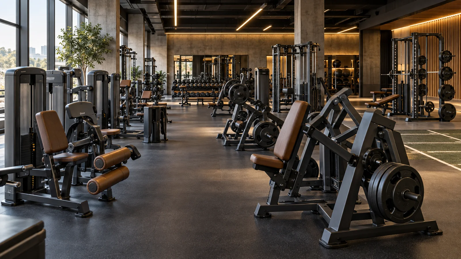 Concept visualization of a commercial gym equipment mix